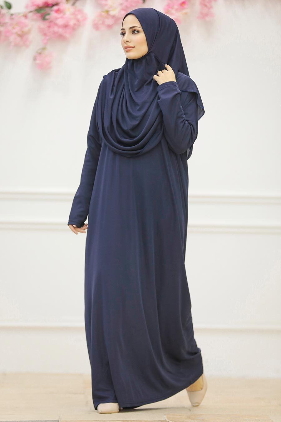 Neva Style - Lacivert Tesettür Namaz Elbisesi 2306L