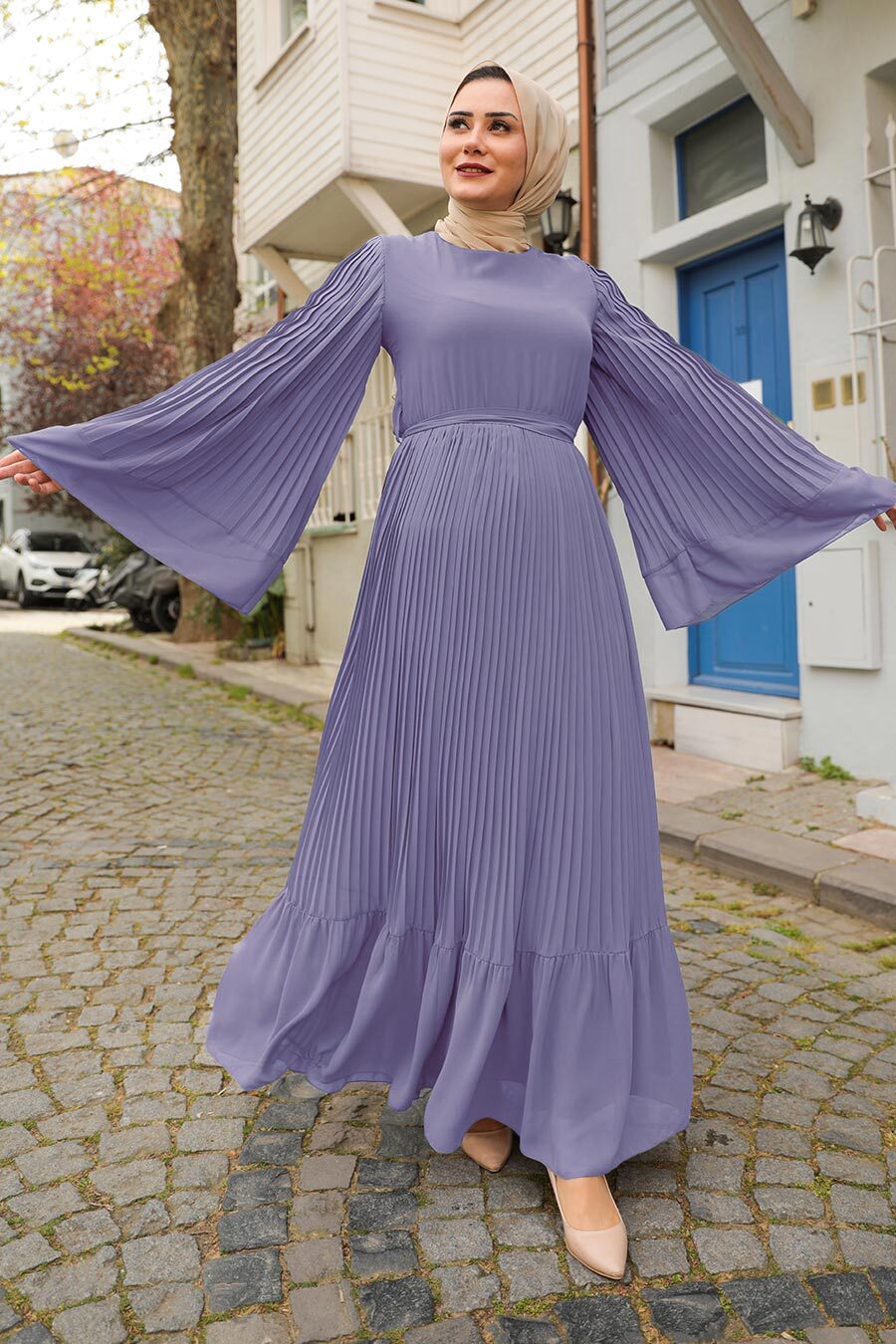 Neva Style - Lila Long Muslim Dress 2884LILA