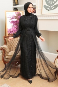 Neva Style - Long Black Modest Bridesmaid Dress 56291S - Thumbnail