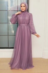Neva Style - Long Dusty Rose Islamic Wedding Gown 22041GK - Thumbnail