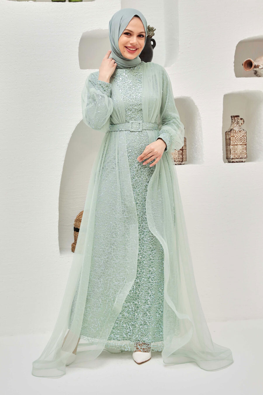 Neva Style - Long Mint Modest Bridesmaid Dress 56291MINT