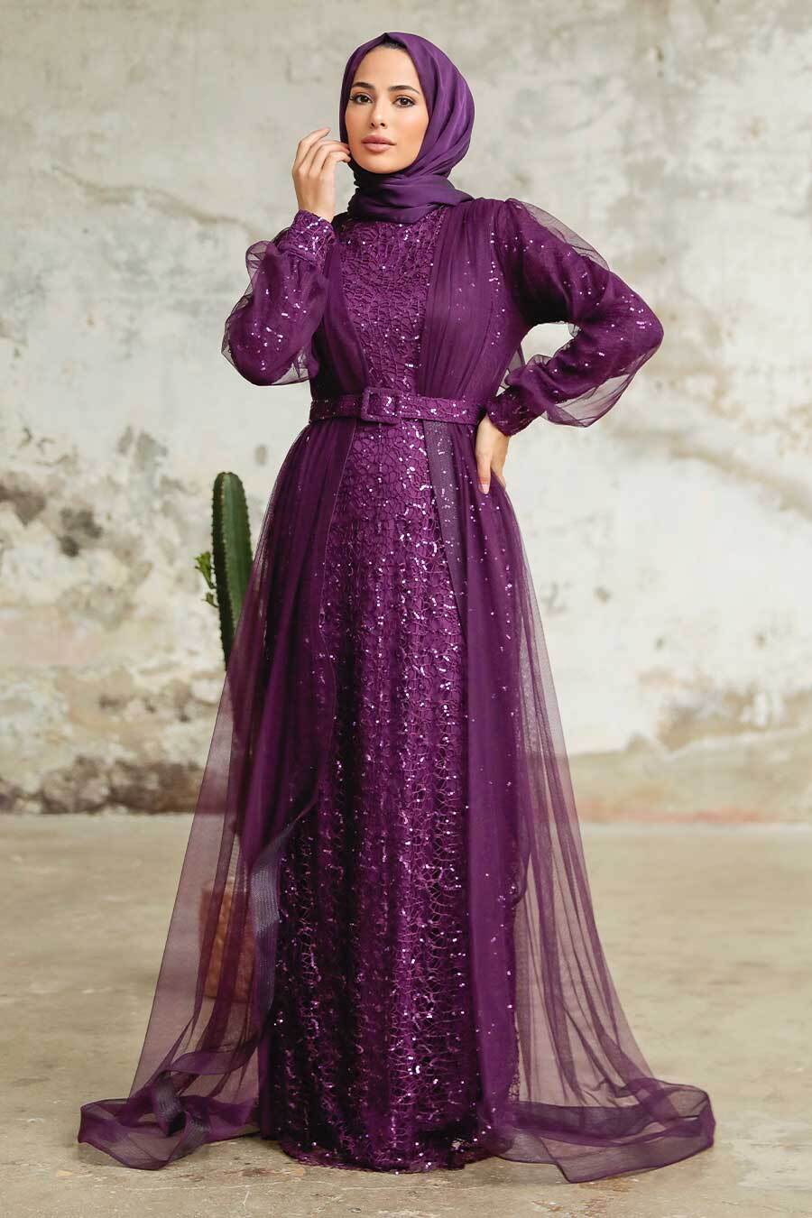 Neva Style - Long Purple Modest Bridesmaid Dress 56291MOR