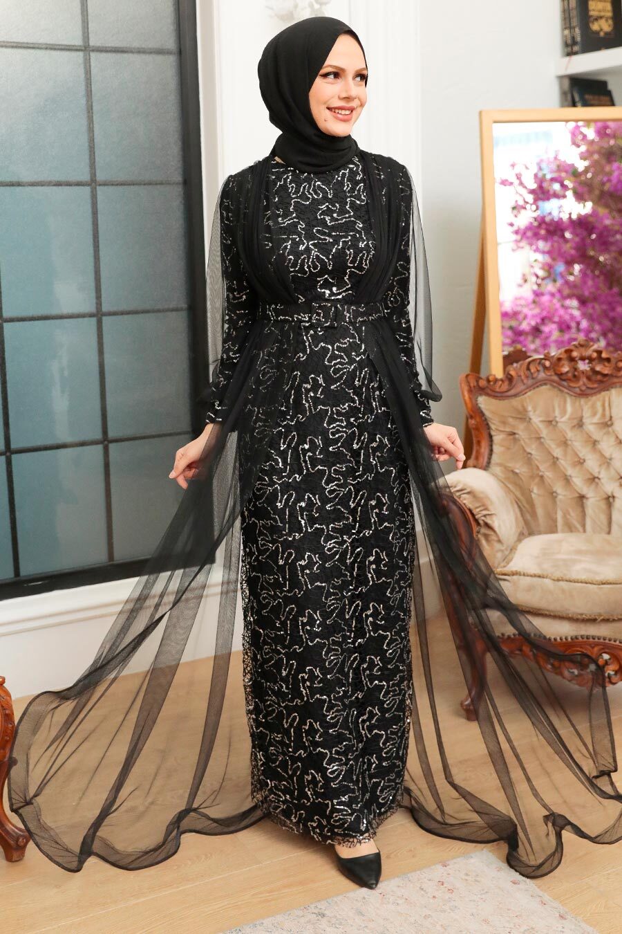 Neva Style - Long Silver Modest Bridesmaid Dress 56291GMS