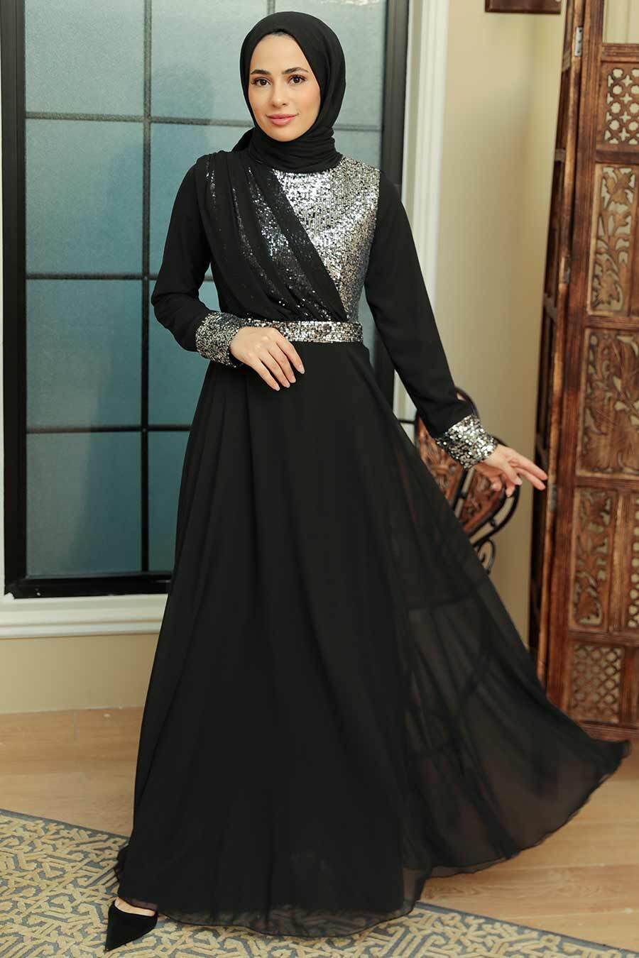 Neva Style - Long Sleeve Silver Muslim Bridal Dress 5793GMS