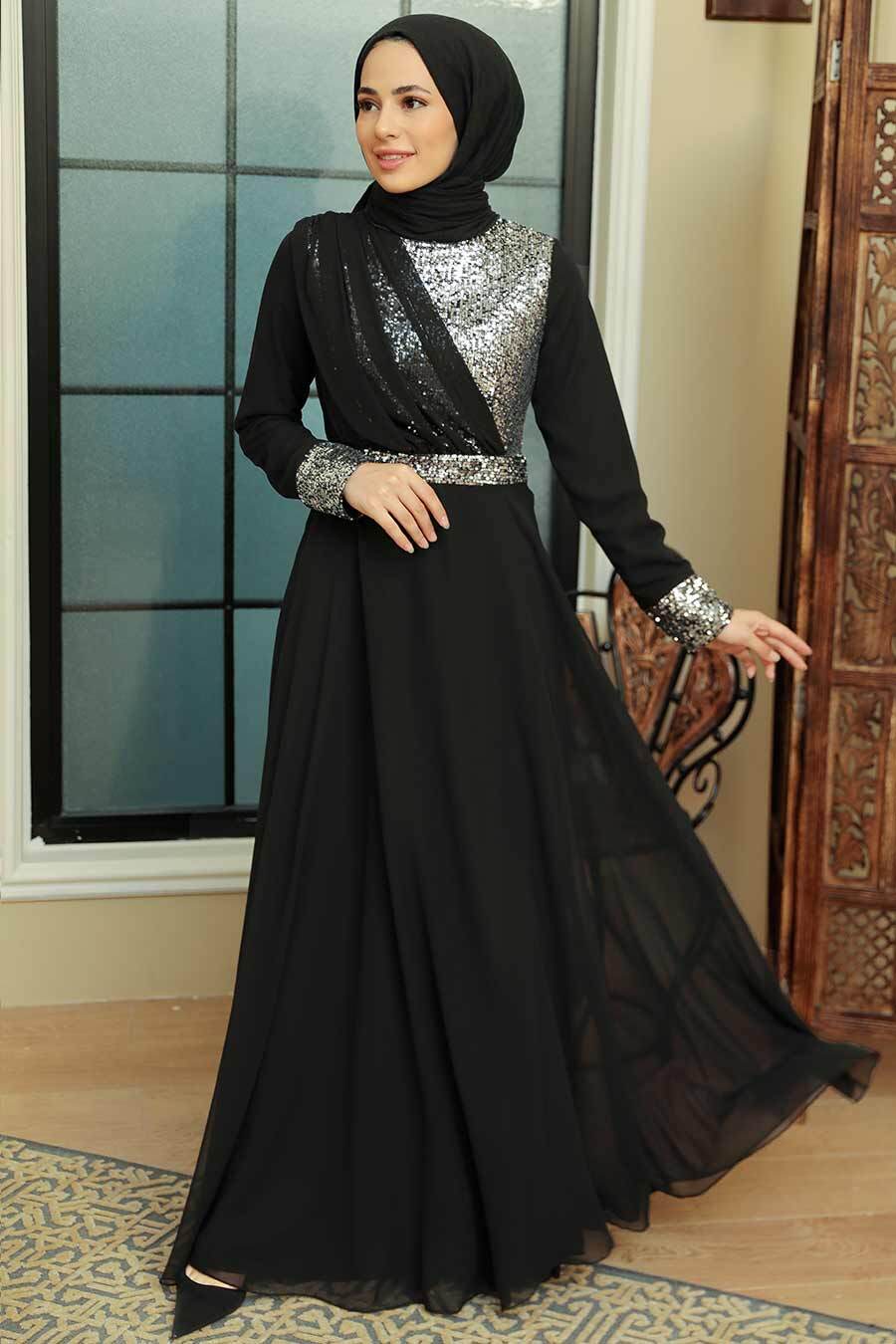Neva Style - Long Sleeve Silver Muslim Bridal Dress 5793GMS