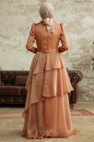 Neva Style - Luxorious Camel Islamic Clothing Evening Dress 38221C - Thumbnail