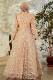 Neva Style - Luxorious Gold Hijab Islamic Prom Dress 22851GOLD - Thumbnail
