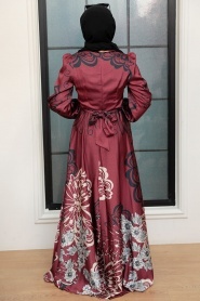 Neva Style - Luxury Claret Red Islamic Bridesmaid Dress 3432BR - Thumbnail