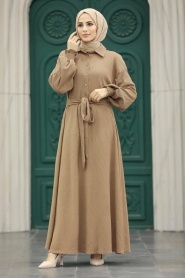 Neva Style - Mink Muslim Long Dress Style 5858V - Thumbnail
