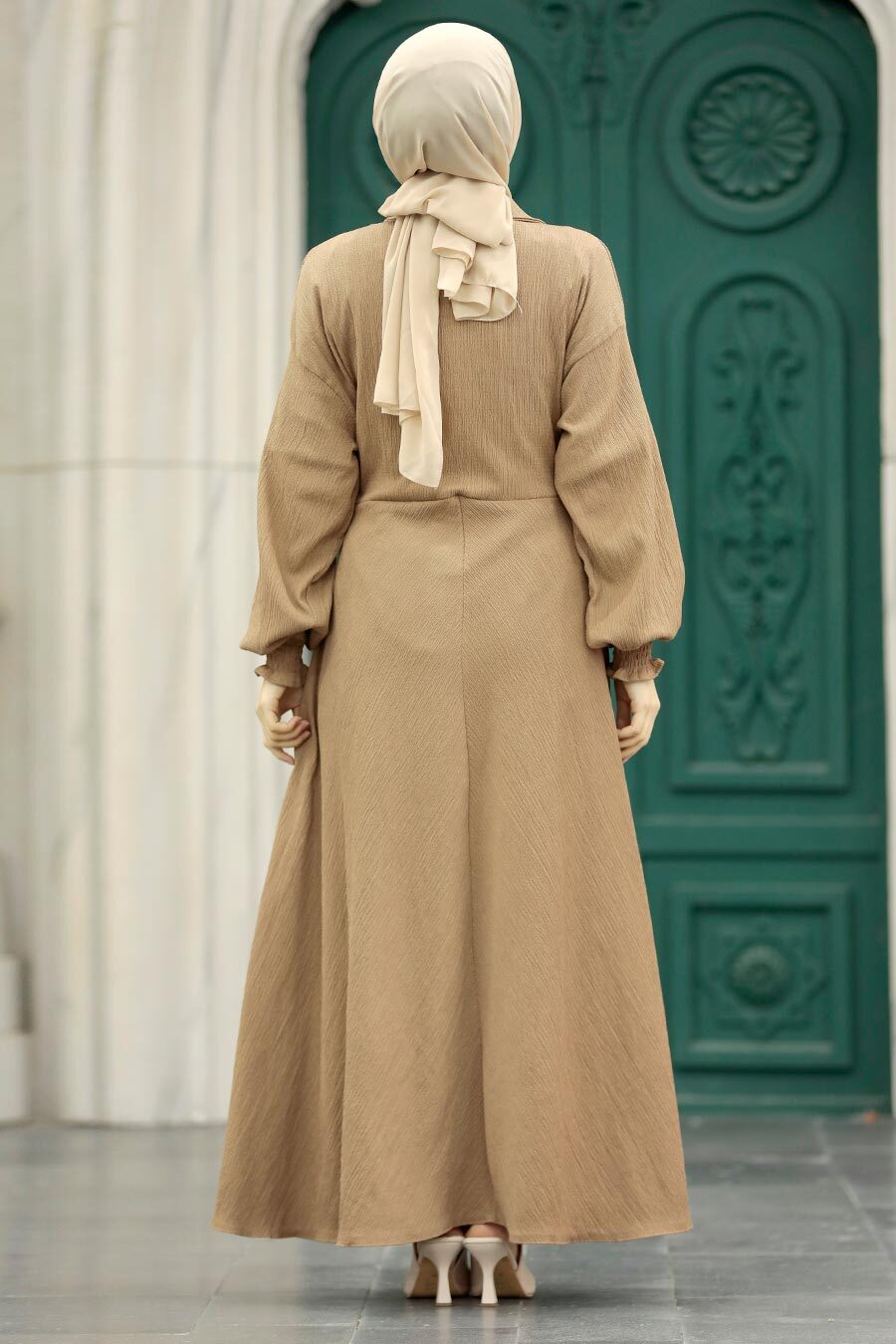Neva Style - Mink Muslim Long Dress Style 5858V