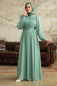 Neva Style - Mint Hijab For Women Dress 33284MINT - Thumbnail