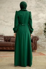 Neva Style - Modern Emerald Green Islamic Dress 37351ZY - Thumbnail