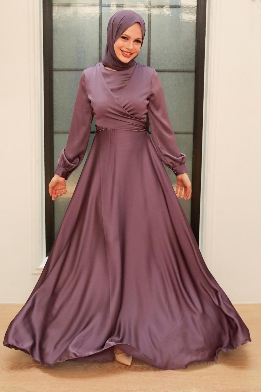 Neva Style - Modern Lila Hijab Bridesmaid Dress 33871LILA