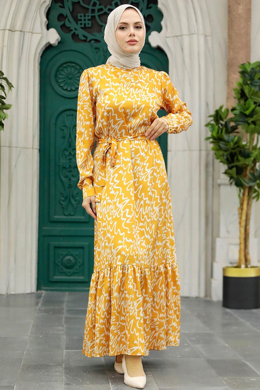 Neva Style - Mustard High Quality Dress 3430HR