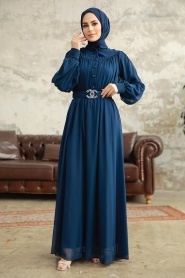 Neva Style - Navy Blue Hijab For Women Dress 33284L - Thumbnail
