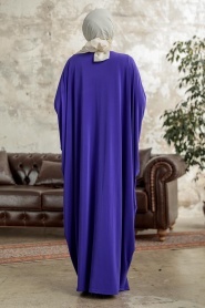 Neva Style - Plum Color Islamic Clothing Turkish Abaya 17410MOR - Thumbnail