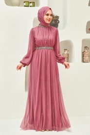 Neva Style - Plus Size Light Dusty Rose Muslim Wedding Dress 5501AGK - Thumbnail