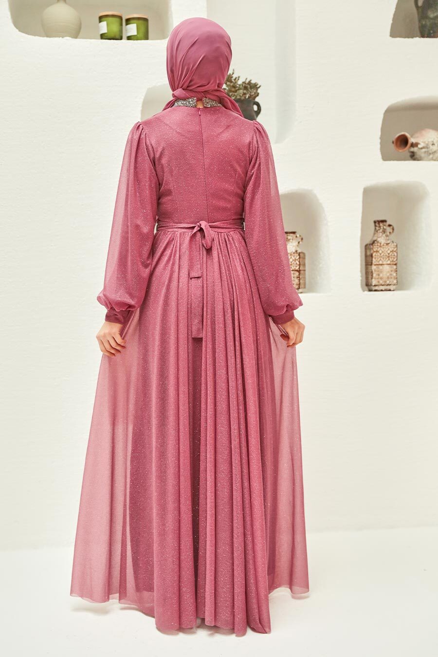Neva Style - Plus Size Light Dusty Rose Muslim Wedding Dress 5501AGK