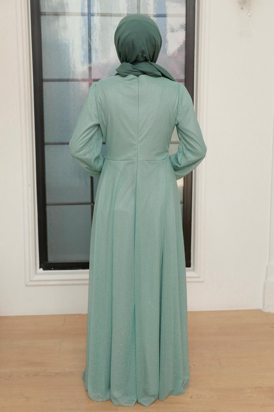 Neva Style - Plus Size Mint Muslim Prom Dress 50151MINT