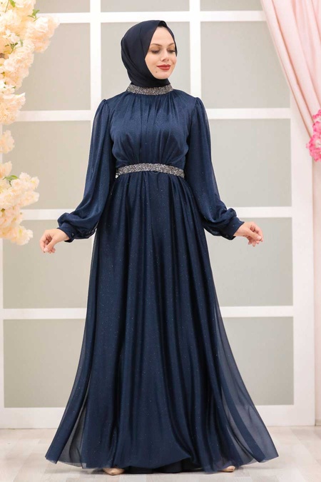 Neva Style - Plus Size Navy Blue Muslim Wedding Dress 5501L - Neva ...