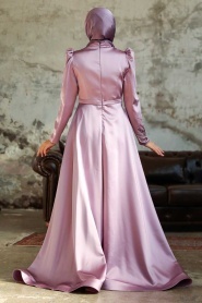 Neva Style - Satin Lila Hijab Hijab Wedding Gown 22401LILA - Thumbnail