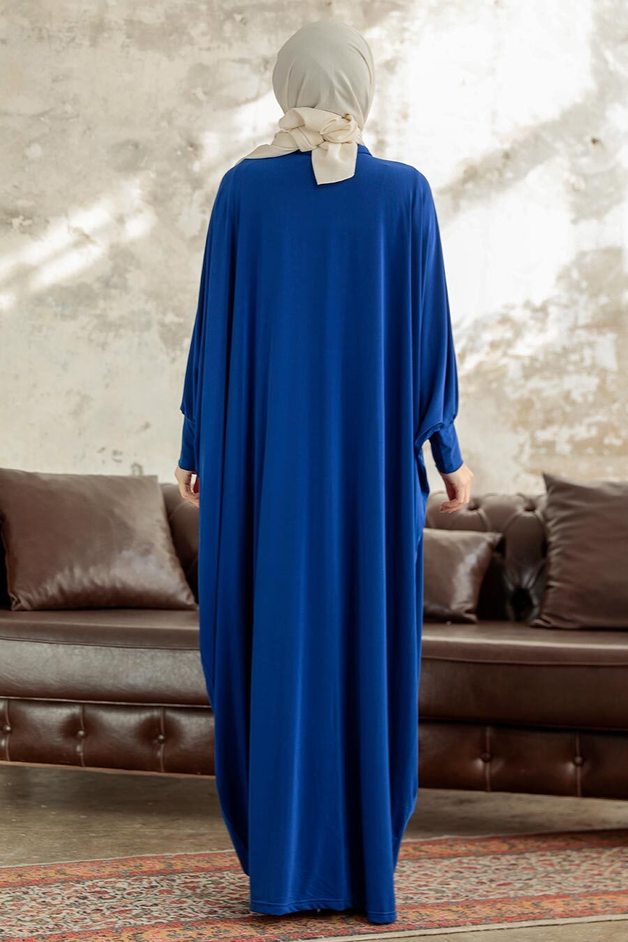 Neva Style - Sax Blue Islamic Clothing Turkish Abaya 17410SX