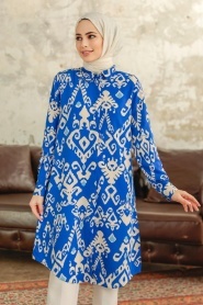 Neva Style - Sax Blue Women Tunic 11627SX - Thumbnail