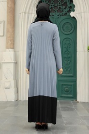 Neva Style - Smoke Color Long Muslim Dress 76841FU - Thumbnail