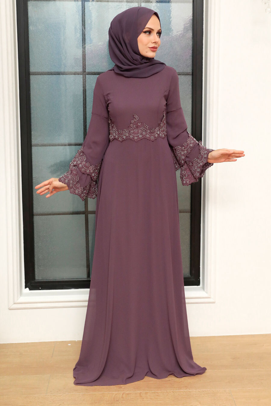 Neva Style - Stylish Dusty Islamic Evening Dress 9181GK