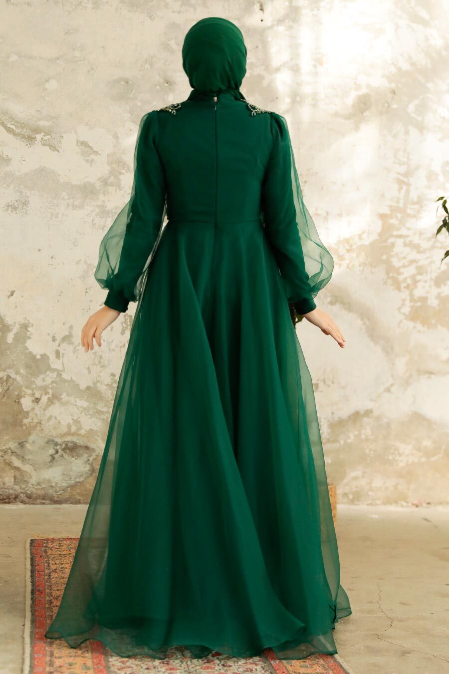 Neva Style - Stylish Emerald Green Muslim Bridal Dress 22571ZY