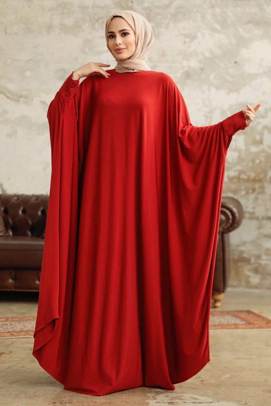 Neva Style - Terra Cotta Hijab Dress 5867KRMT