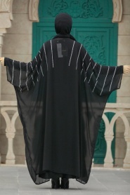 Neva Style - Yarasa Kol Siyah Tesettür Abaya 39200S - Thumbnail