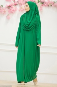 Neva Style - Yeşil Tesettür Namaz Elbisesi 2306Y - Thumbnail