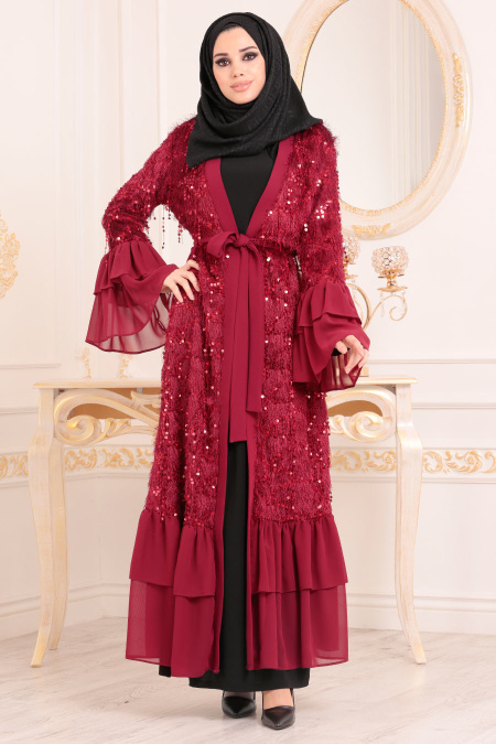  Rouge  Bordeaux Nayla Collection Abaya  Turque Hijab 