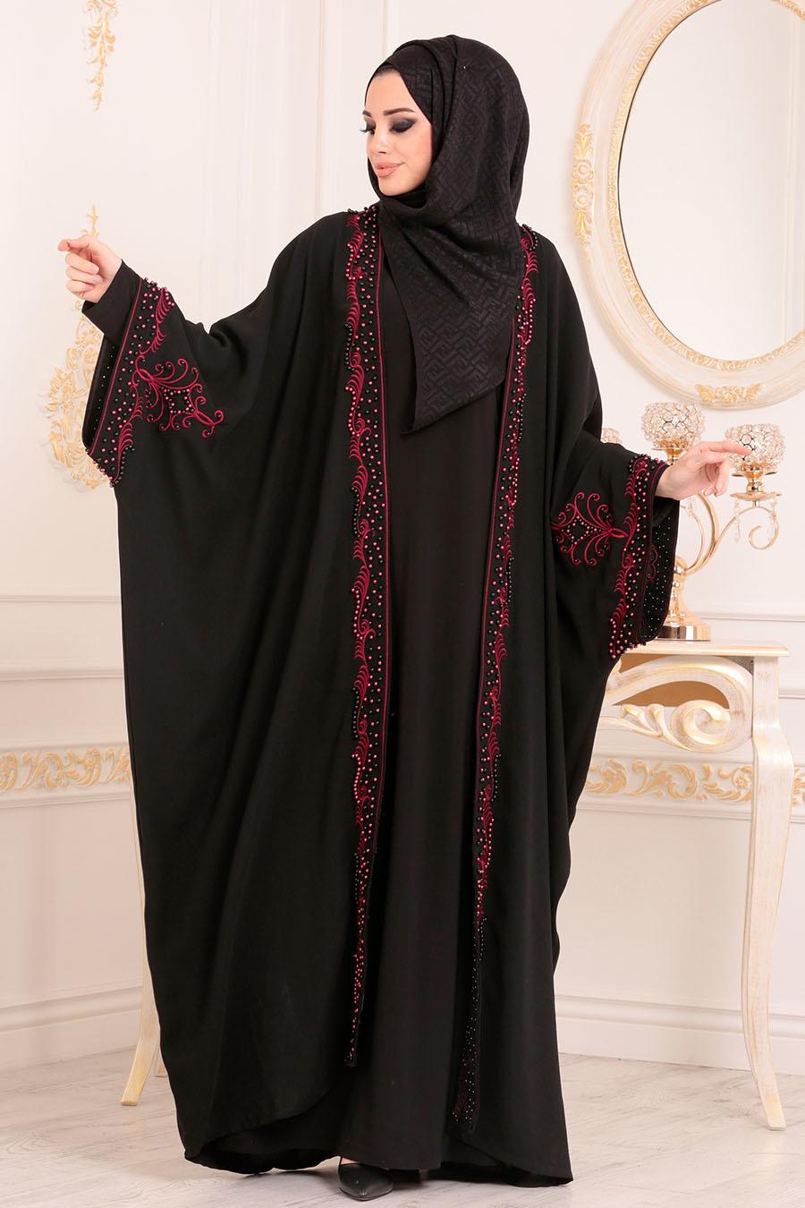  Rouge  Bordeaux Nayla Collection Abaya  Turque Hijab 