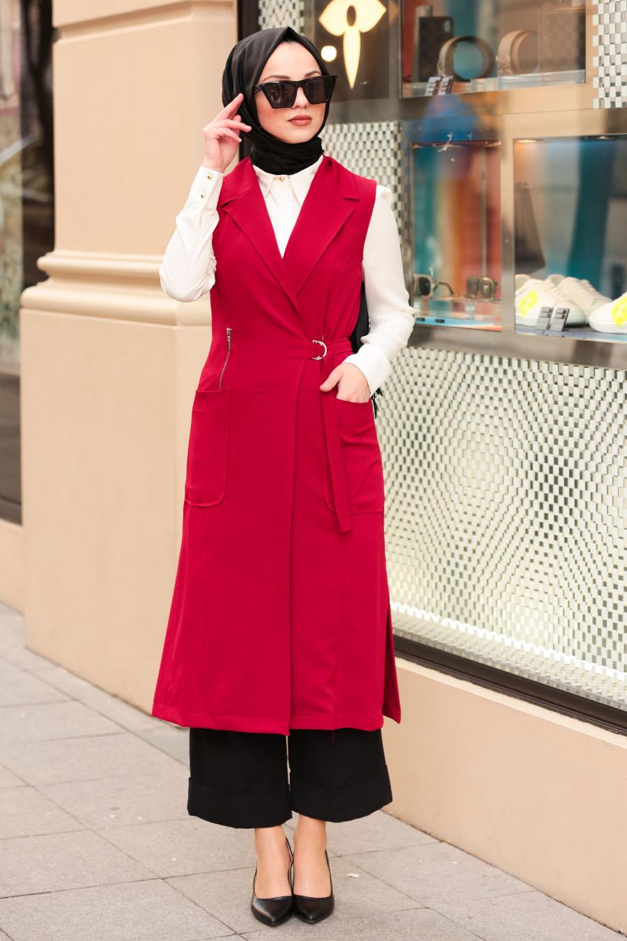 Rouge New Kenza Gilet  Hijab  4975K Tesetturisland com