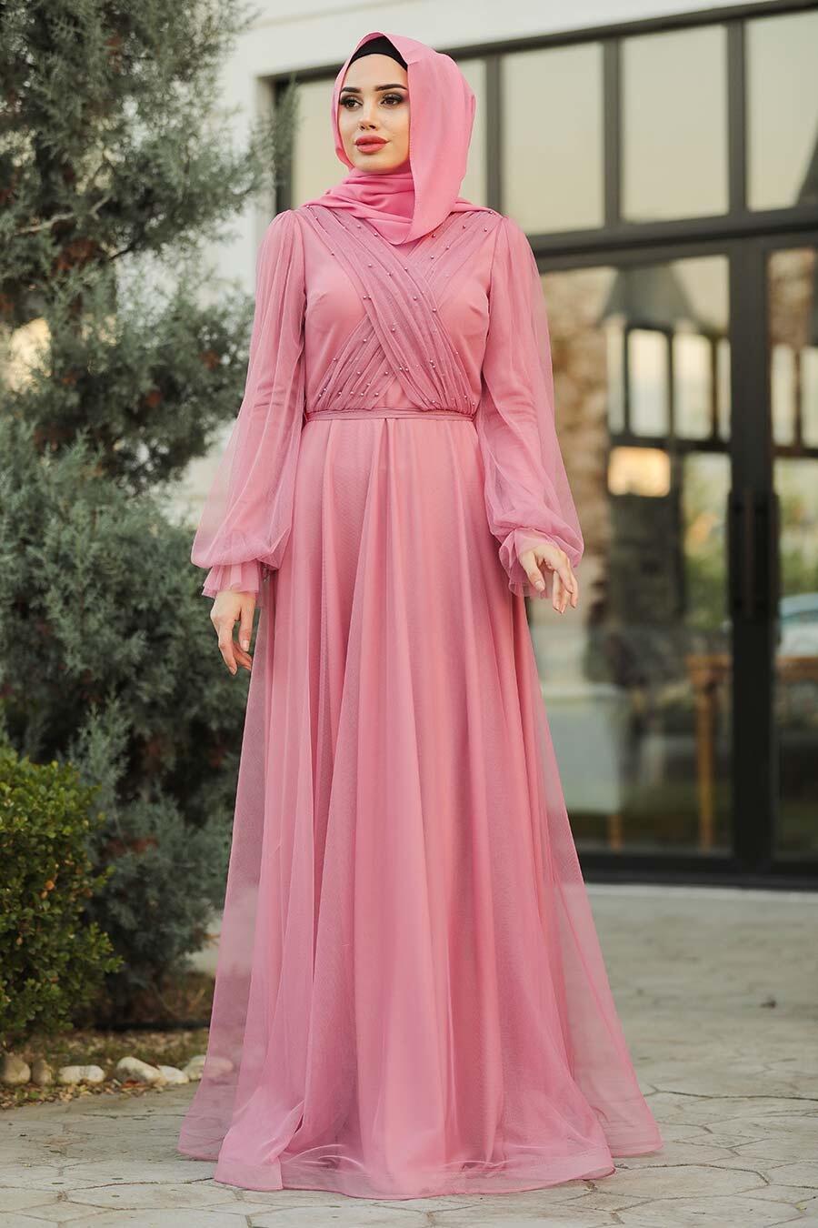 dusty pink hijab dress