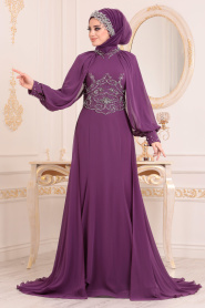 Tesettürlü Abiye Elbise - Fuchsia Hijab Evening Dress 18630F ...