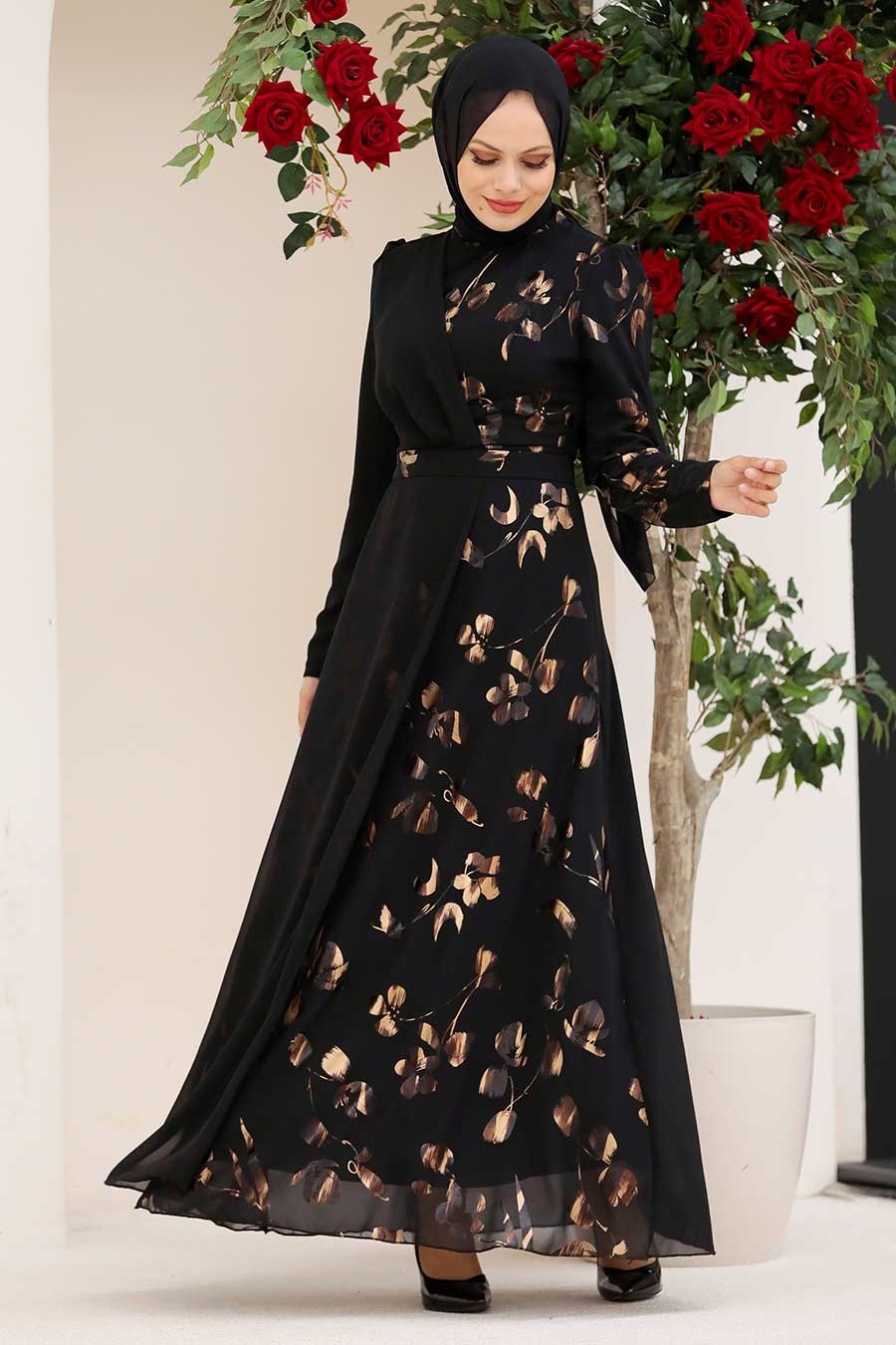 Tesettürlü Abiye Elbise - Gold Hijab Evening Dress 32430GOLD ...