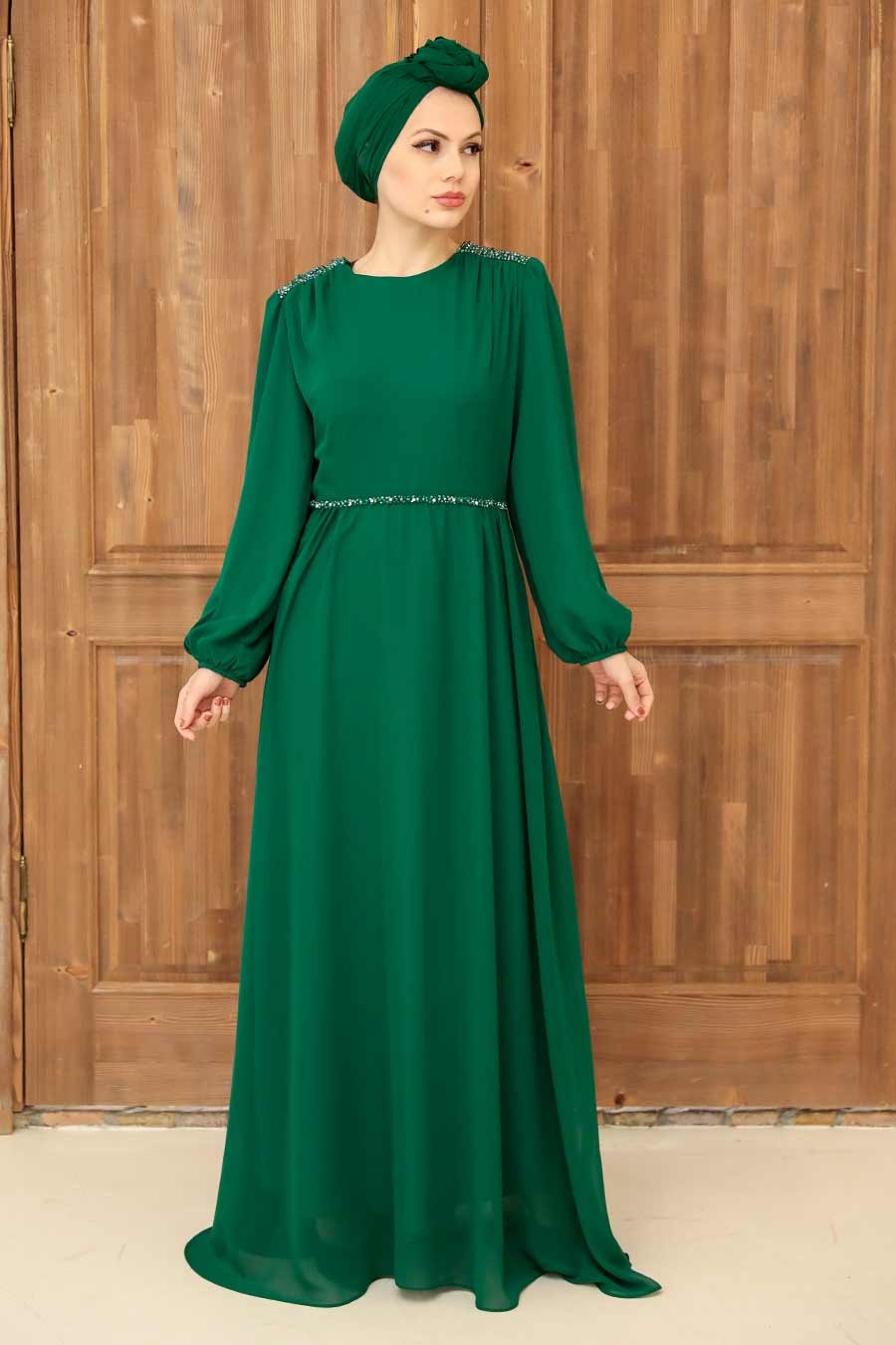 Tesettürlü Abiye Elbise - Green Hijab Evening Dress 33490Y ...