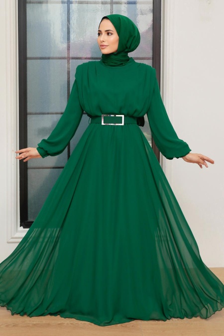 Tesettürlü Abiye Elbise - Green Hijab Evening Dress 36050Y ...