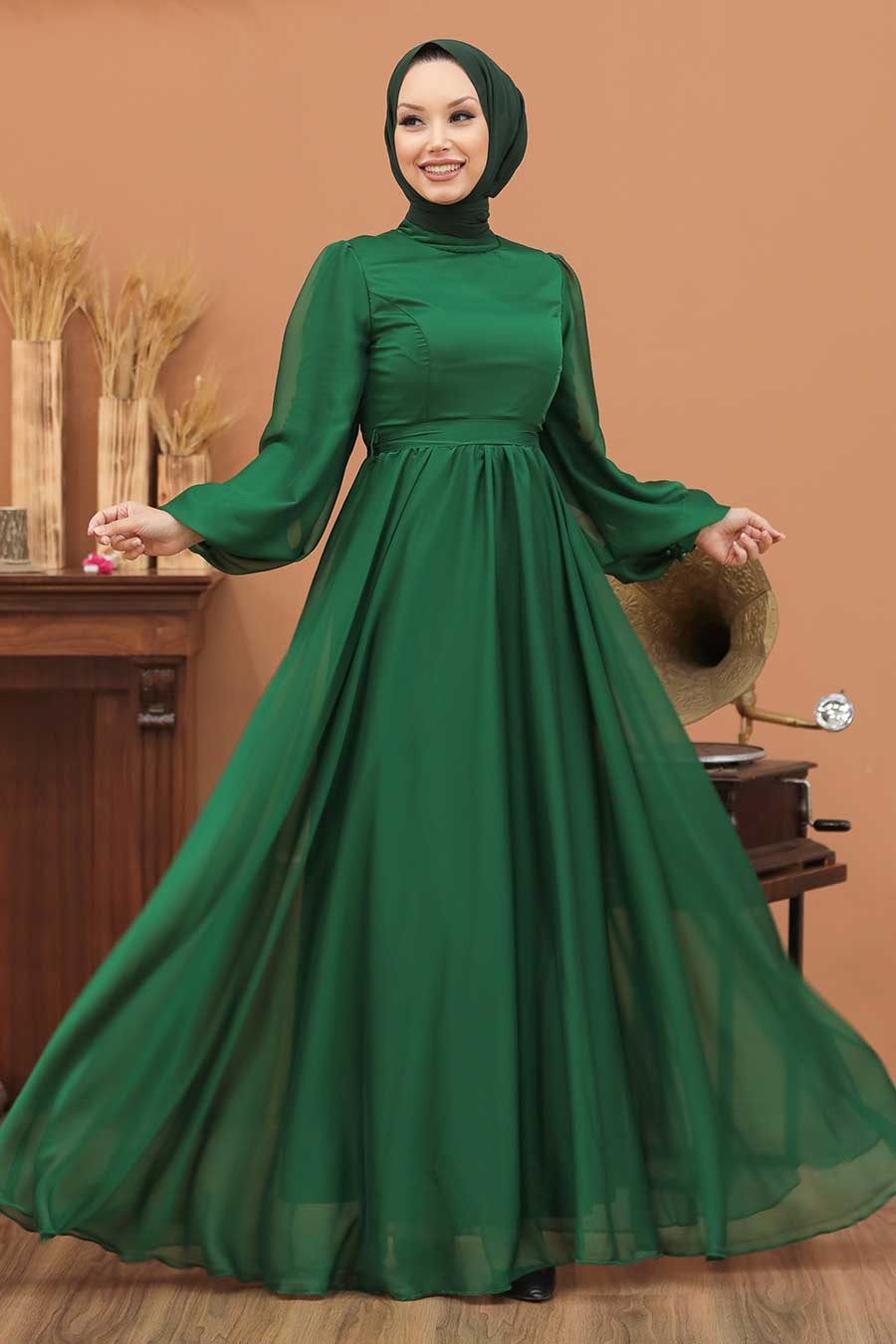 Tesettürlü Abiye Elbise - Green Hijab Evening Dress 5215Y ...