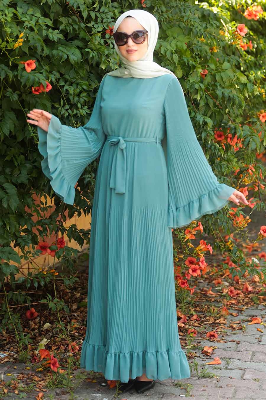 Vert Amande Neva Style Robe Hijab 1310CY